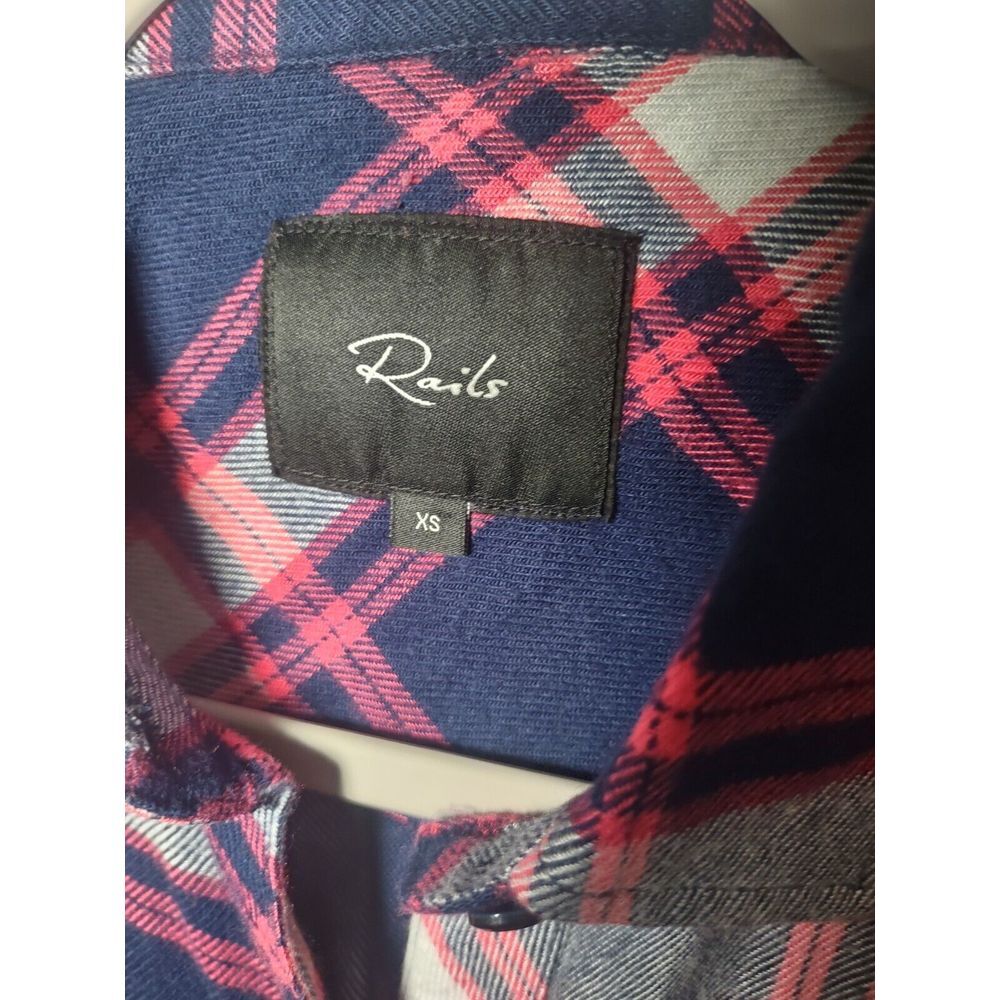 Rails‎ Women's Long Sleeve Plaid Button Down Flannel Shirt SZ XS Blue Pink White - Picture 2 of 5
